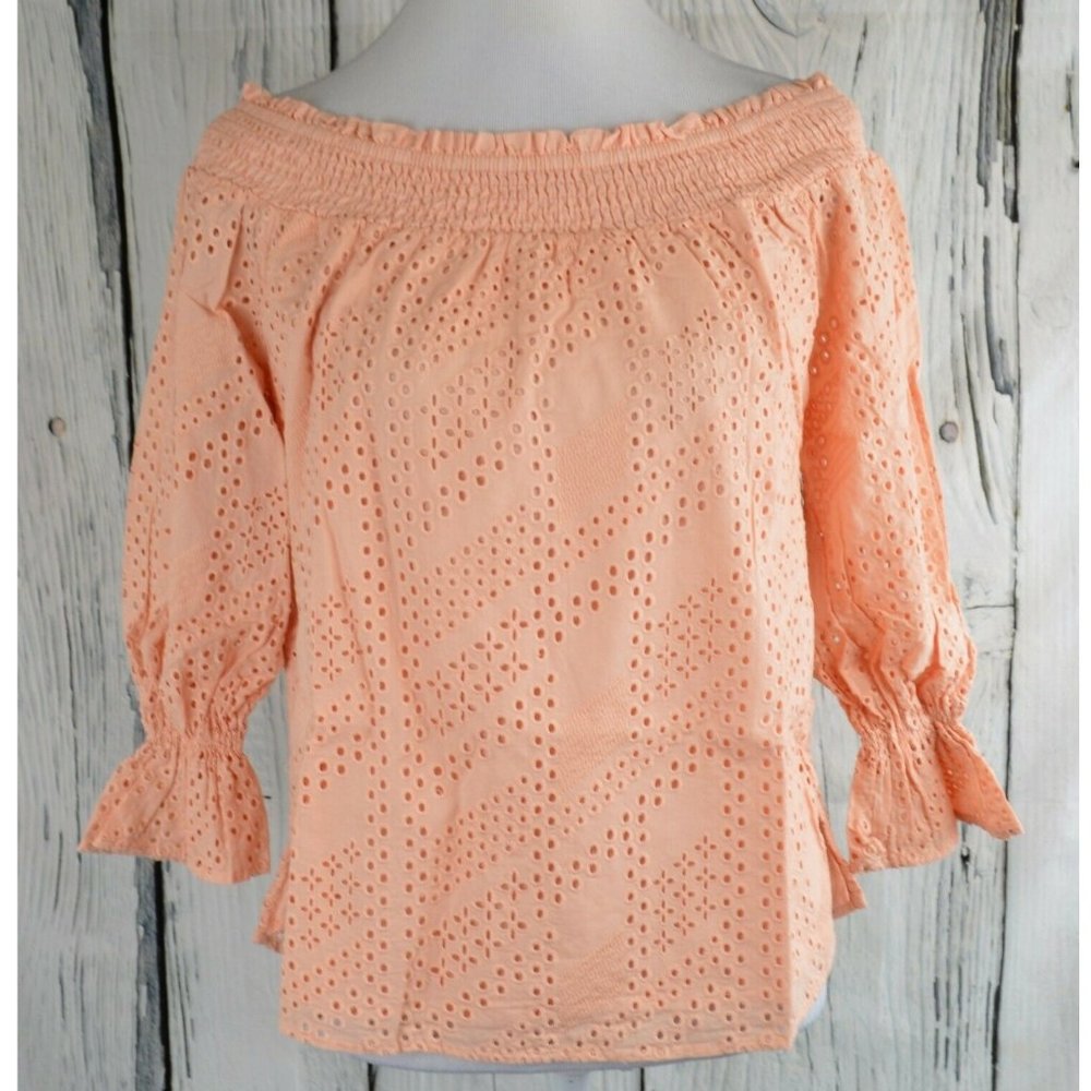 Eva Longoria Off-Shoulder Blouses Top Shirt Eyelet